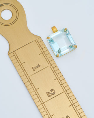 natural blue topaz cube pendant