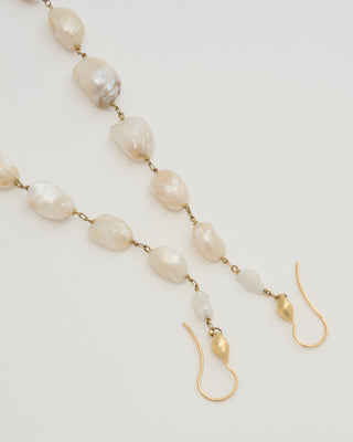 natural pearl assembled shoulder duster earrings