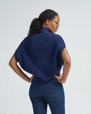 navy poncho with buttons