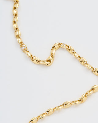 neo 3mm necklace in yellow gold and white diamonds detail