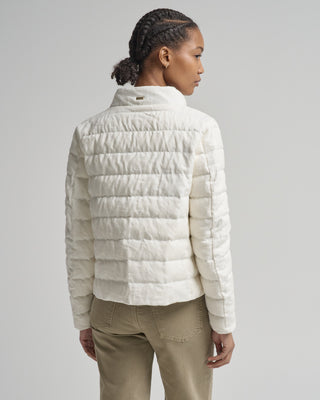 new linen quilted short jacket with tie detail