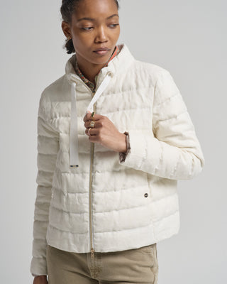 new linen quilted short jacket with tie detail