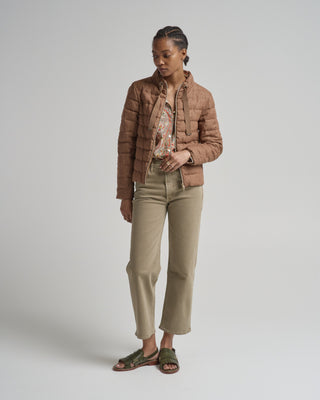 new linen quilted short jacket with tie detail
