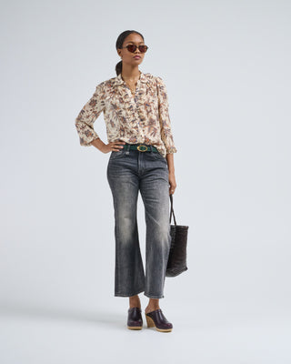 nina ruffle button front blouse