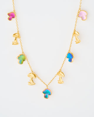 nine mushroom charm necklace