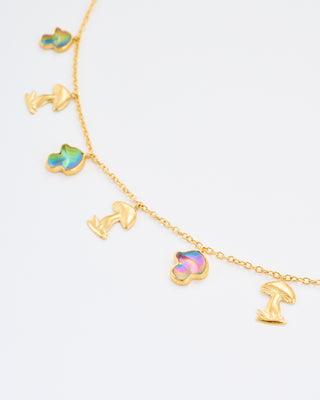 nine mushroom charm necklace