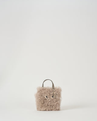 n/s tote mini eyes in light grey shearling with smooth eco leather