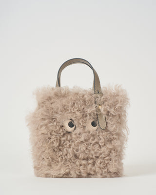 n/s tote mini eyes in light grey shearling with smooth eco leather