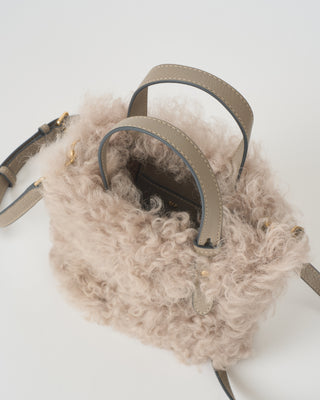 n/s tote mini eyes in light grey shearling with smooth eco leather