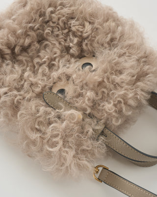 n/s tote mini eyes in light grey shearling with smooth eco leather