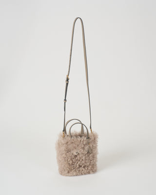 n/s tote mini eyes in light grey shearling with smooth eco leather