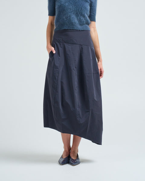Tibi Nylon Asymmetrical Balloon Skirt Navy