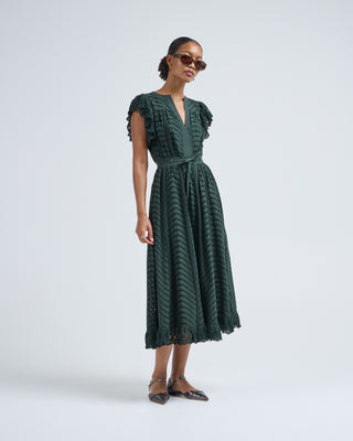 olga flutter sleeve midi dress