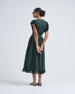 olga flutter sleeve midi dress