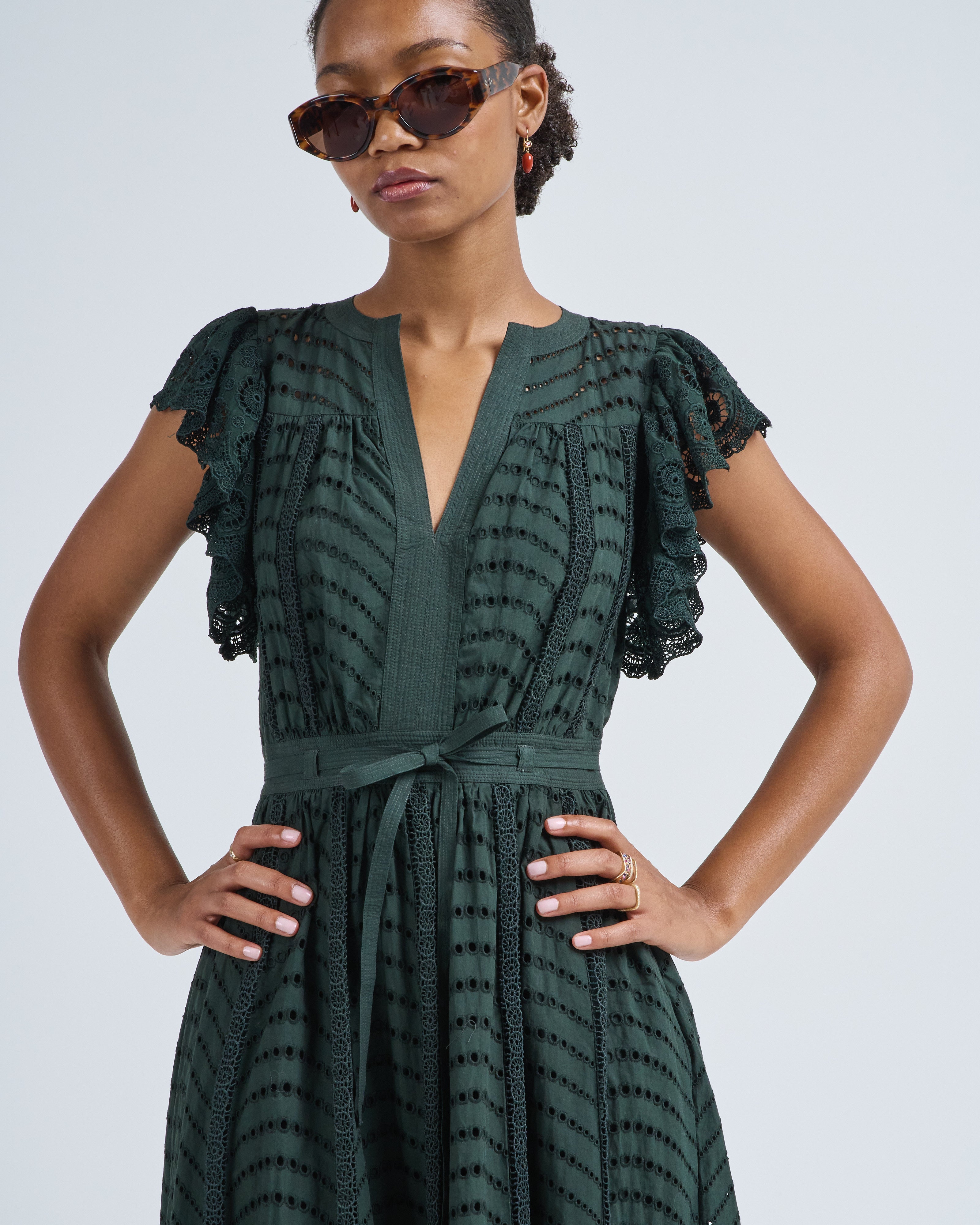 Ulla Johnson Olga Flutter Sleeve Midi Dress Cypress Ulla Johnson Olga Flutter Sleeve Midi Dress Cypress