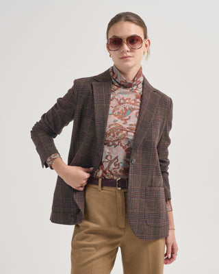 one button plaid jacket