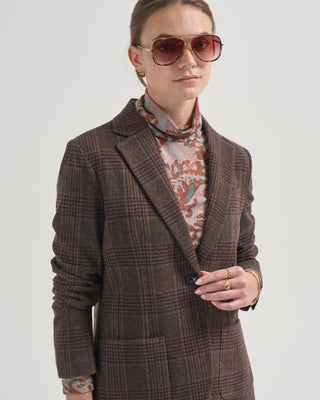 one button plaid jacket