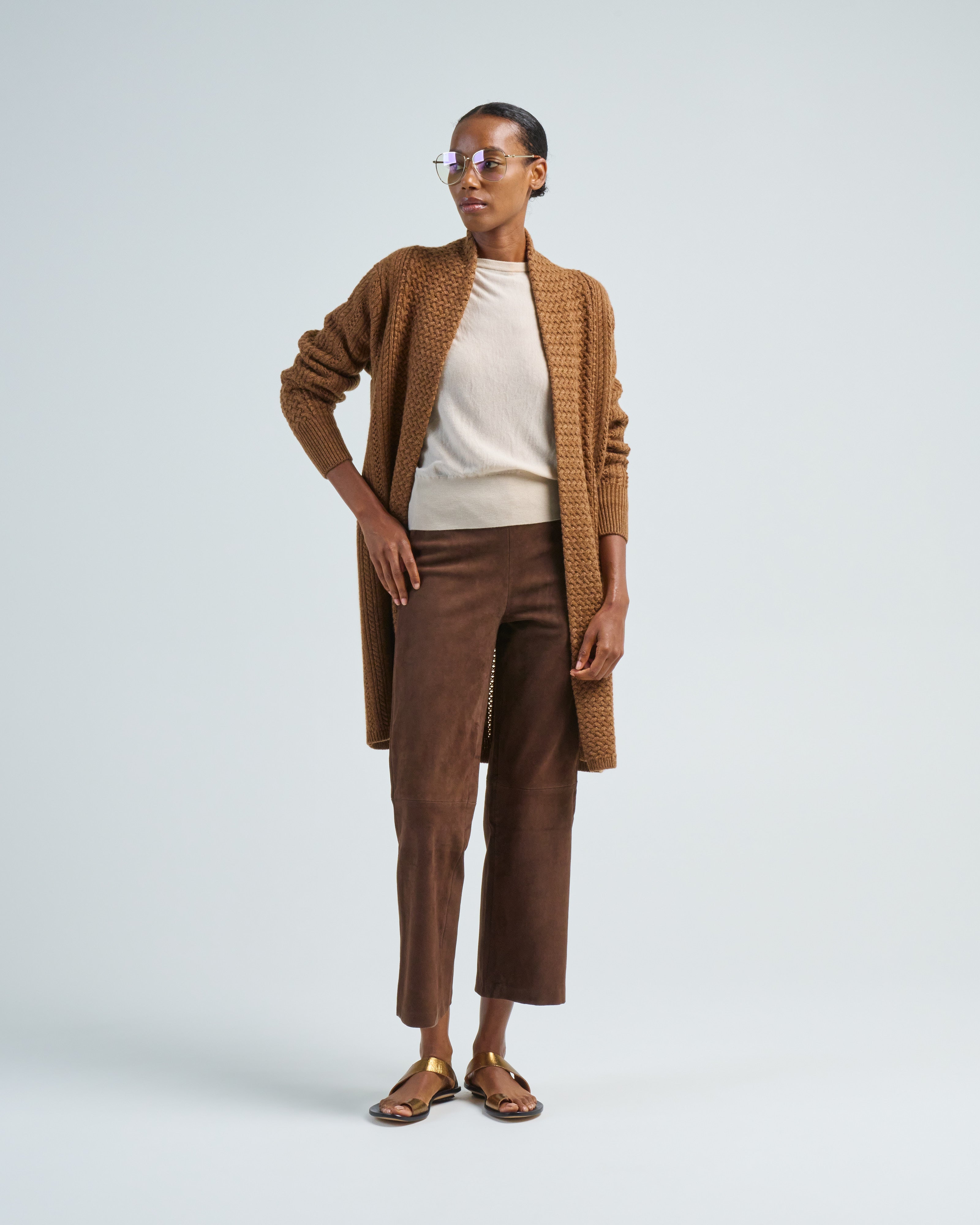 Pull Marron En Maille Tricot À Rayures Contrastantes | Tricots | PLT FR Pull Marron En Maille Tricot À Rayures Contrastantes | Tricots | PLT FR