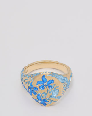 orchid and dragonfly signet ring
