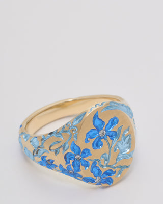 orchid and dragonfly signet ring