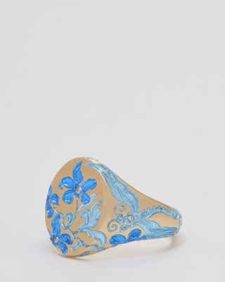 orchid and dragonfly signet ring