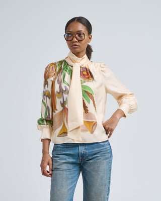 ornament tie neck blouse