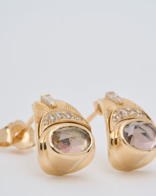 oval tourmaline moons & sun earrings