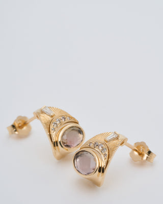 oval tourmaline moons & sun earrings