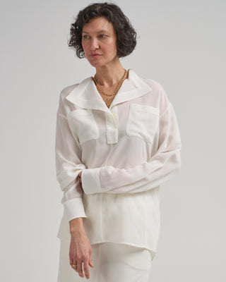 overlapping collar blouse