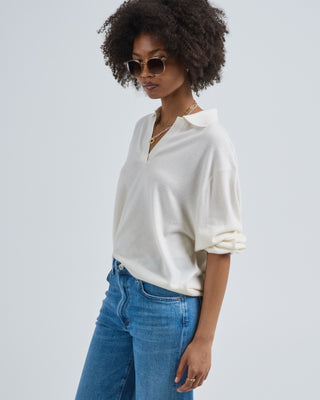 oxford l/s relaxed polo sweater