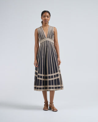 palermo deep v midi dress