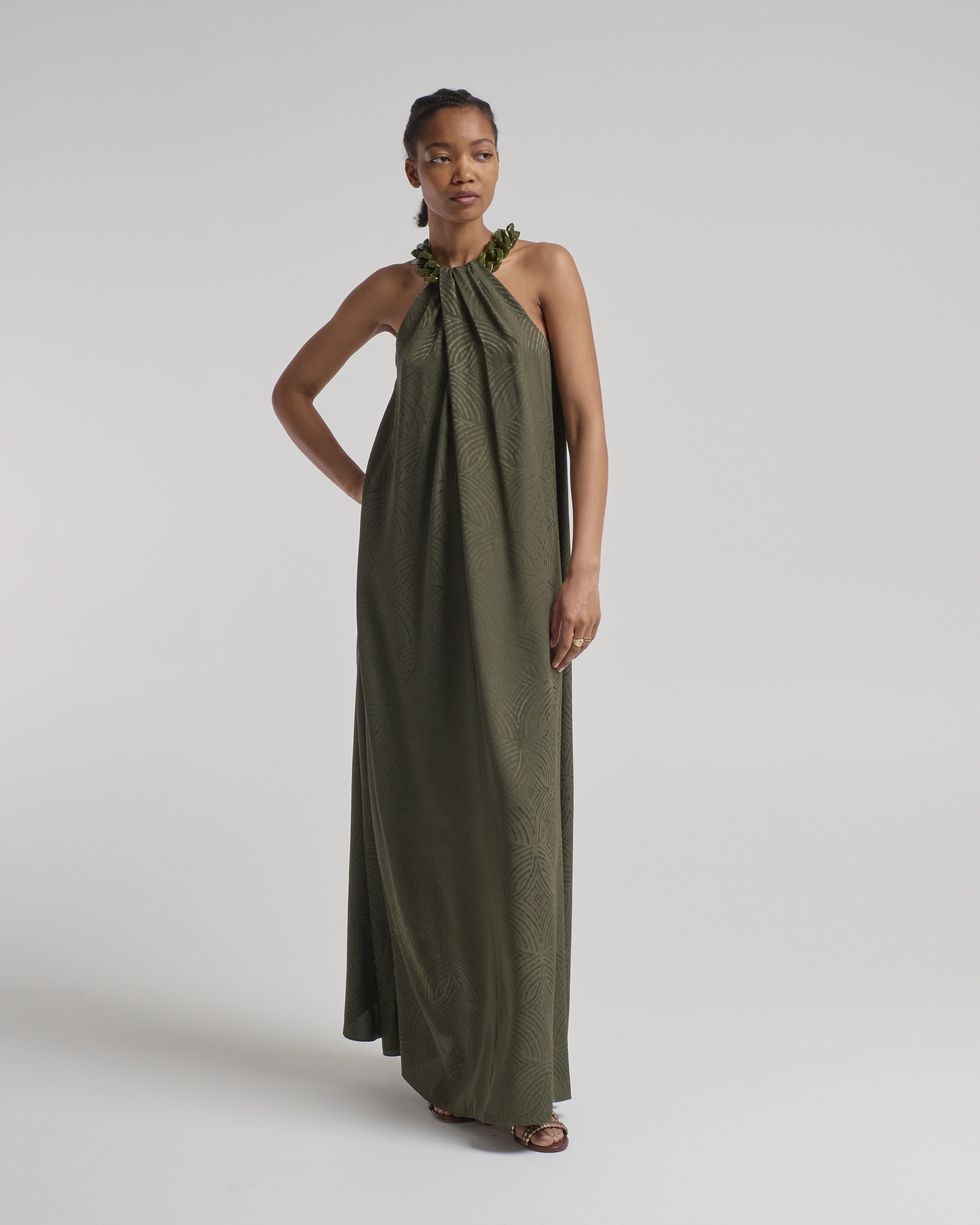 silk jacquard dress SAU LEE Josephine Jacquard Dress, Silver Mint