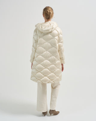 pearl nylon bubble quilting long hooded pufffer