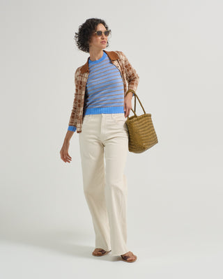 pebble stripe shrunken crew sweater
