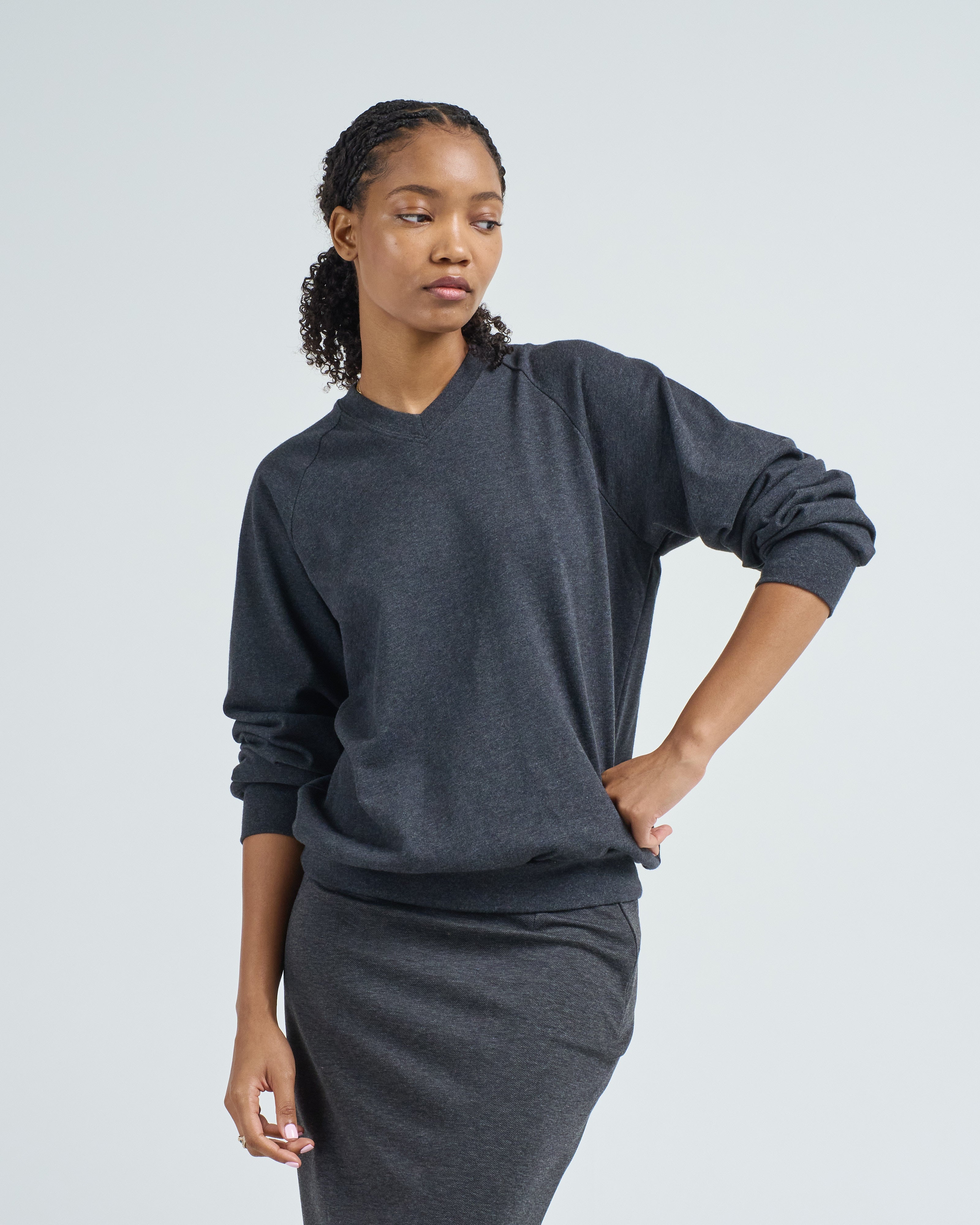 Tibi Perfect T Vintage Sweatshirt Charcoal Grey