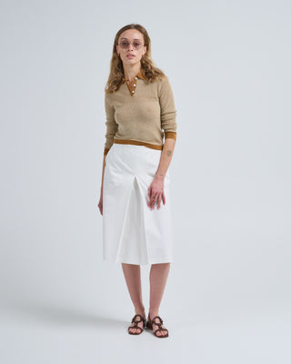 pique long sleeve shrunken polo sweater