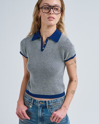 pique shrunken polo sweater