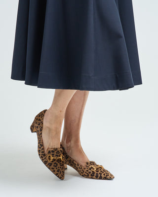 pointed leopard pony heel with gold bit