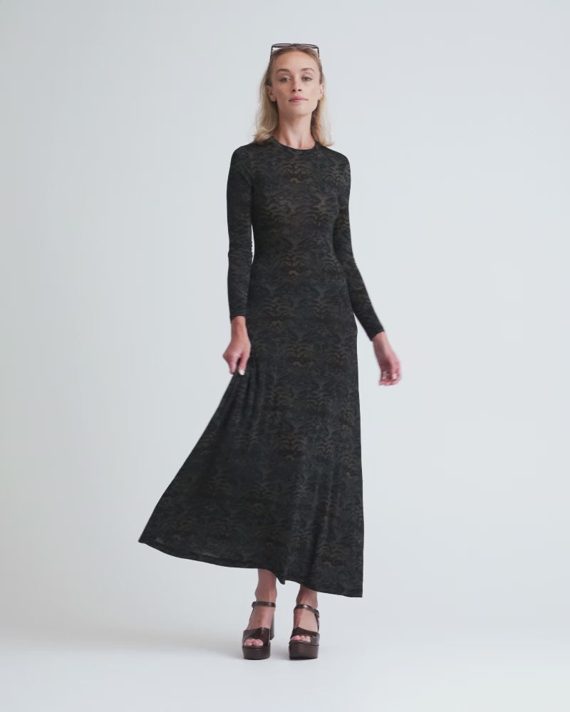 Ulla Johnson Amari Jersey Long Sleeve Dress Desert Jasper