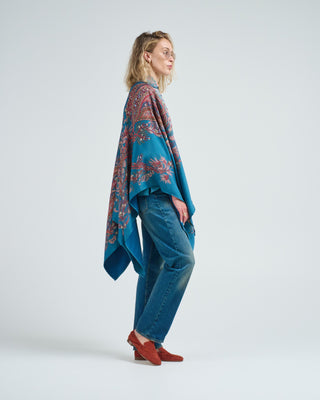 printed cape with leather ties