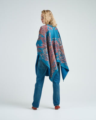 printed cape with leather ties