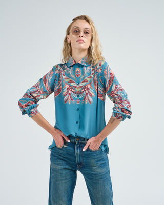 printed silk blouse