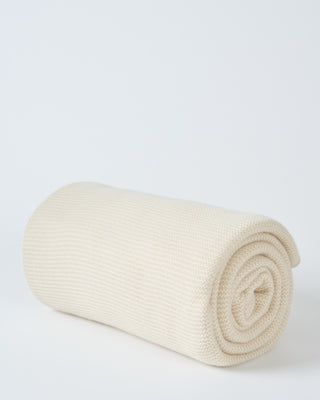 purl knit cashmere throw with border