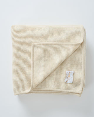 purl knit cashmere throw with border