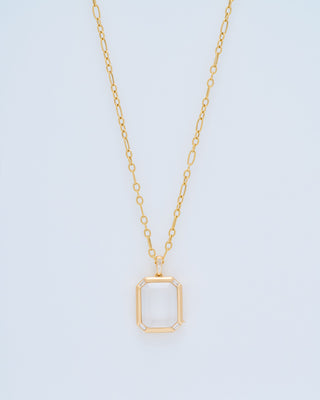 quatro baguette figaro locket necklace set