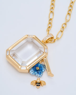 quatro baguette figaro locket necklace set