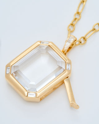 quatro baguette figaro locket necklace set