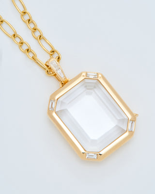 quatro baguette figaro locket necklace set