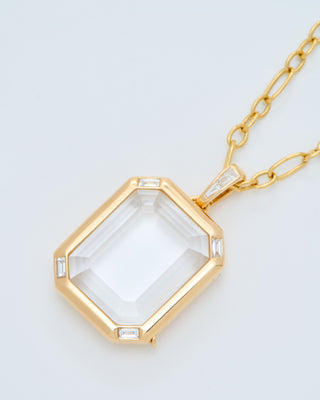 quatro baguette figaro locket necklace set