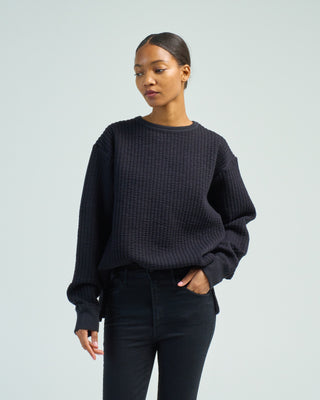 quilted crew neck top